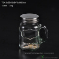 Handle Estilo Glass Cock Mason Jar com Strew e tampa de metal, galo Handle Glass Jar